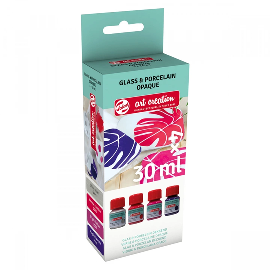 Art Creation Glass & Porcelain Paint Opaque Setti 4 x 30 ml Pinkki Hopea
