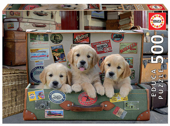 Educa 500 Palan Palapeli Puppies in the Luggage