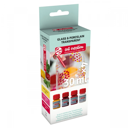 Art Creation Glass & Porcelain Paint Transparent Setti 4 x 30 ml Pink Frost