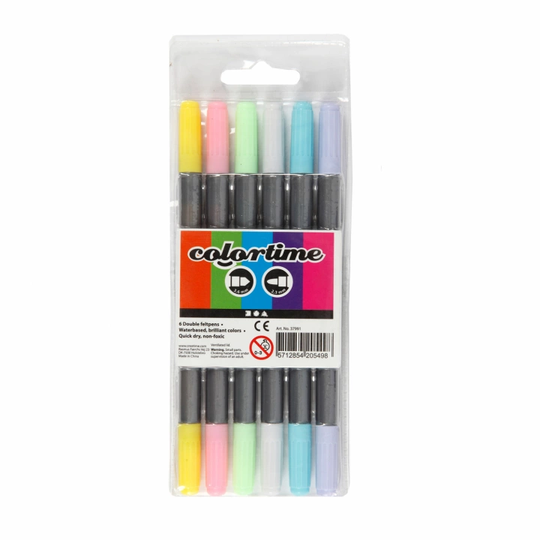 Colortime Huopakynät Two-Tip 6 kpl Pastelli