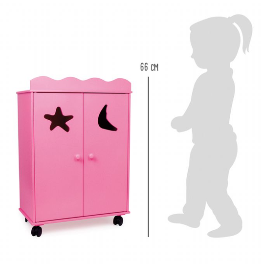Puinen nuken vaatekaappi, pink Nukke Vaatekaappi 2880