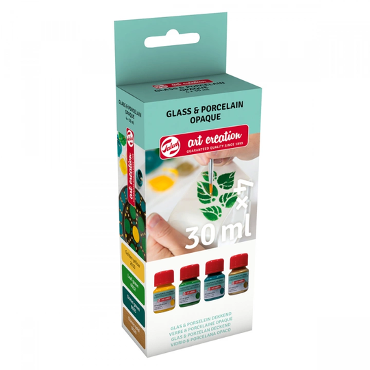 Art Creation Glass & Porcelain Paint Opaque Setti 4 x 30 ml Vihreä Kulta