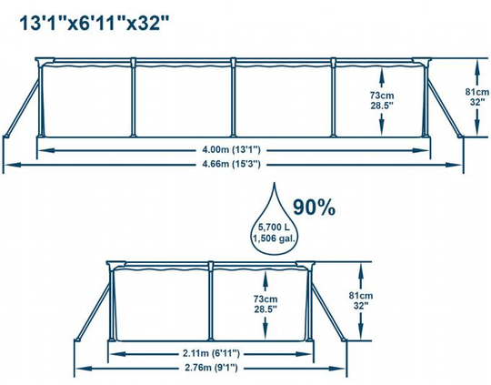 Steel Pro uima-allas 5.700L 400x211x81 cm Bestway uima-allas 56424