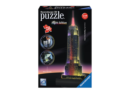 3D palapeli PIMEÄSSÄ HOHTAVA EMPIRE STATE BUILDING 216 palaa