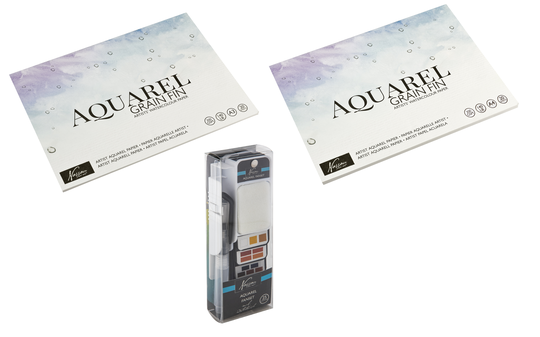 Nassau - Water colour fanset 25 colours with aquarel Paper A4&A3 2x 20 sheet - Bundle