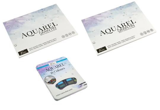 Nassau - Aquarel pans 36pcs with aquarel Paper A4&A3 2x 20 sheet - Bundle