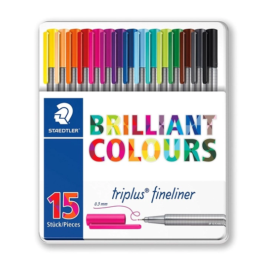 Staedtler Triplus Fineliner 15-setti Metallinen laatikko