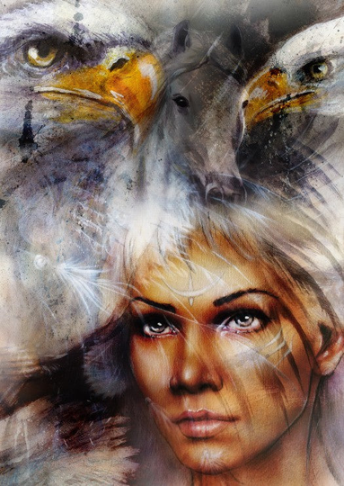 Grafika 1000 Palan Palapeli Woman, Eagle and Horse
