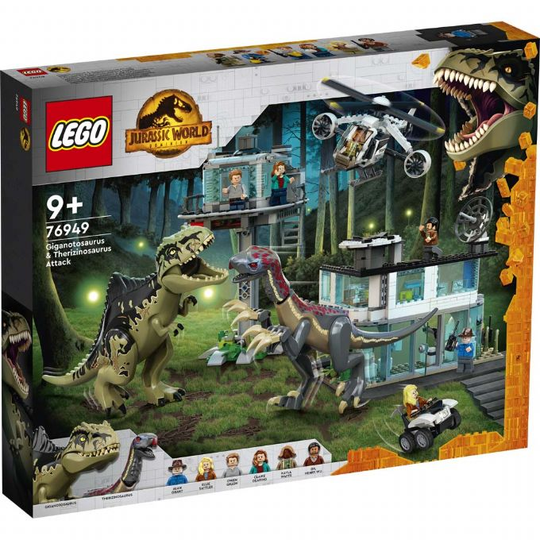 Giganotosaurus ja therizinosaurus hyökkäys LEGO Jurassic World 76949