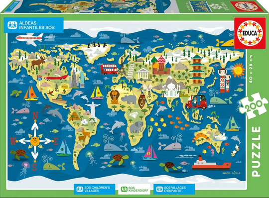Educa 200 Palan Palapeli Sos Childrens Villages, World Map