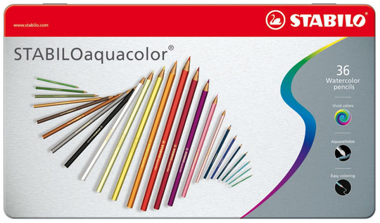 Stabilo - ARTY Aquarellable colored pencil metal box of 36 pens