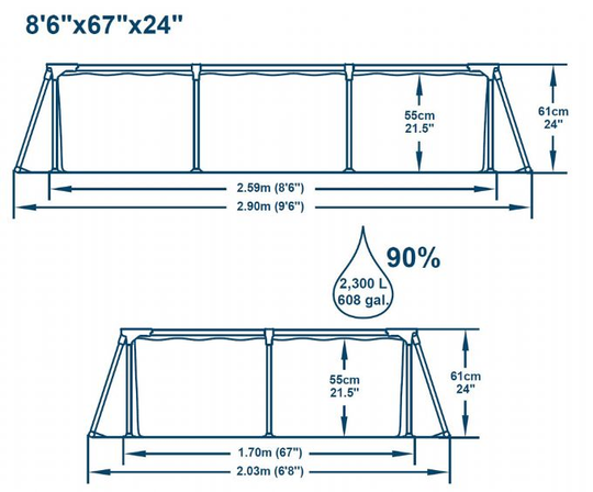 Steel Pro uima-allas 2.300L 259x170x61 cm Bestway uima-allas 56403
