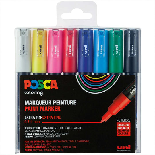 Posca - PC1MC - Extra Fine Tip Pen, 8 pc