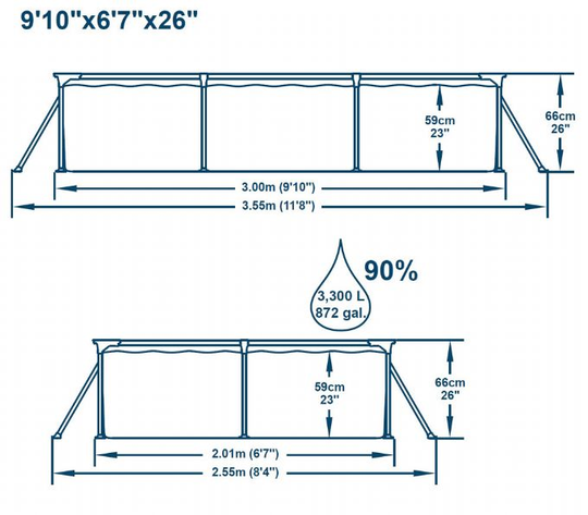 Steel Pro uima-allas 3.300L 300x201x66 cm Bestway 56411