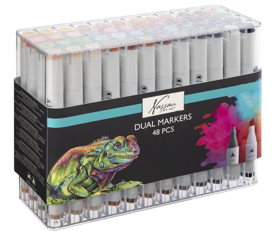 Nassau - Markers Dual Tip 48pcs White- (K-AR0105/22GE)