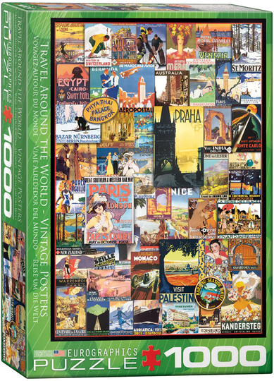 Eurographics Puzzle 1000 Palan Palapeli Travel Around The World - Vintage Posters